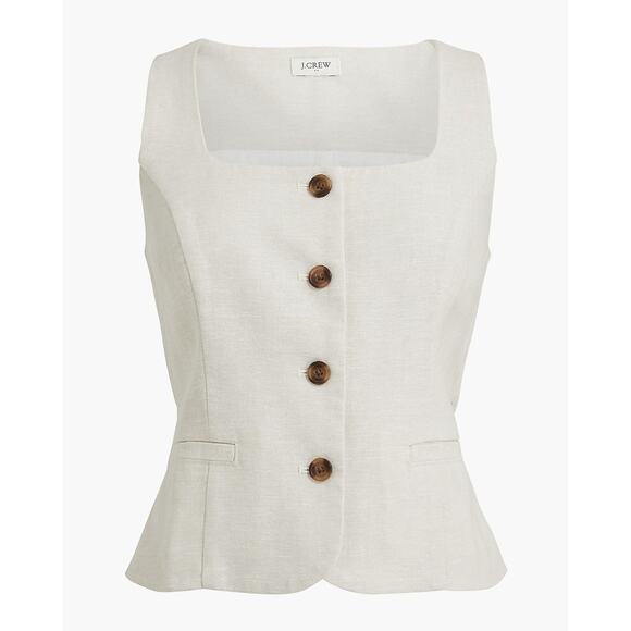 J. Crew Factory Jackets & Blazers - J.Crew FACTORY Squareneck Linen Blend Vest - 14 Stone Ivory